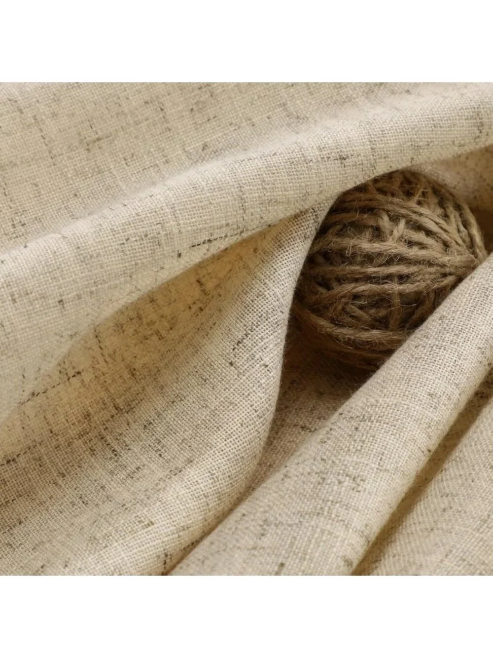 Tan Linen Shower Curtain 72x72 with Double-Sided Hooks - Elegant Home Decor